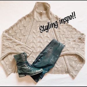 Cable knit poncho
